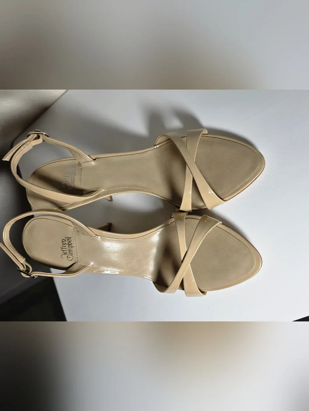 Jeffrey Campbell Women's Natural Marielle Slingback Sandal Size 7 Leather Heeled